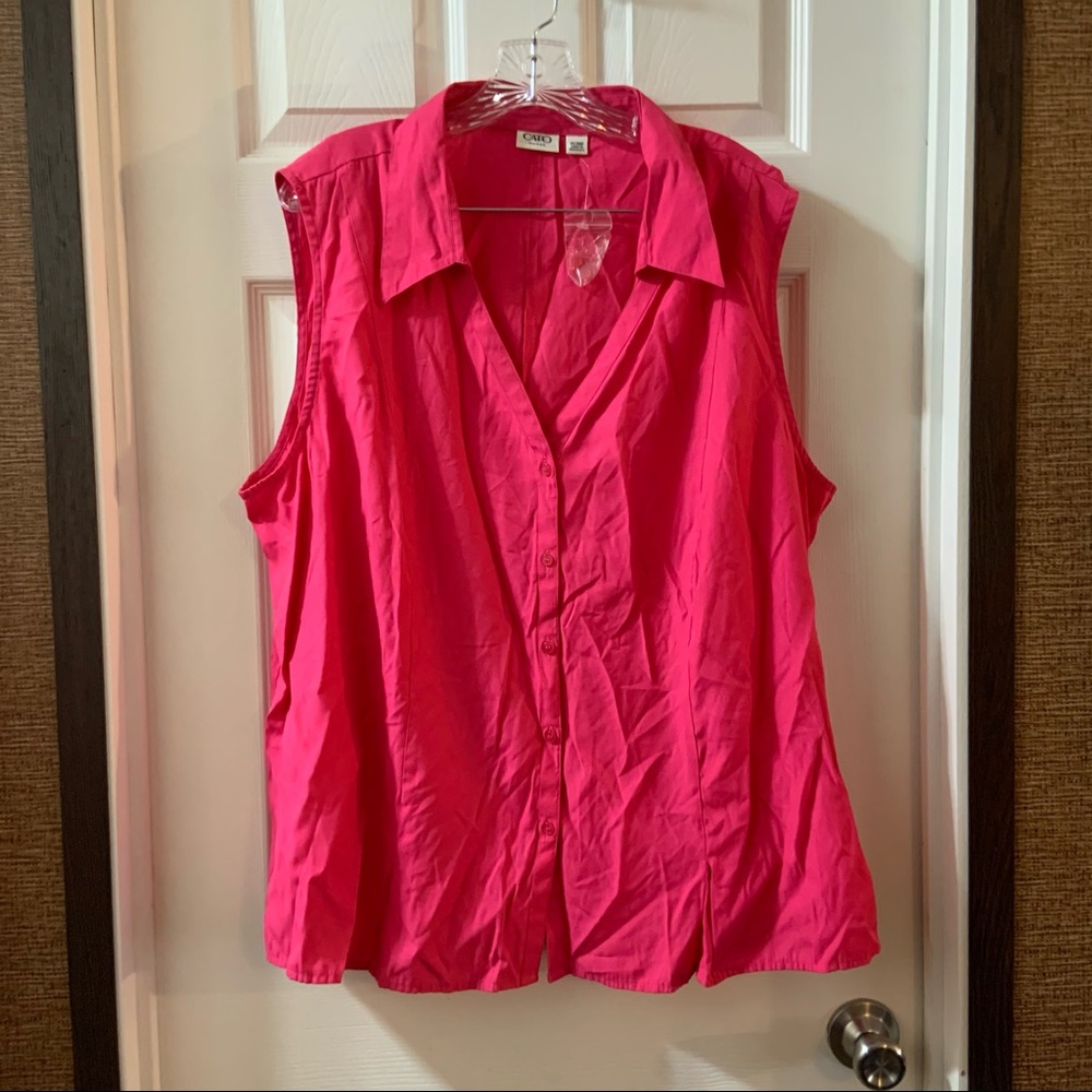 NWOT Cato Hot Pink Sleeveless Button Down Top